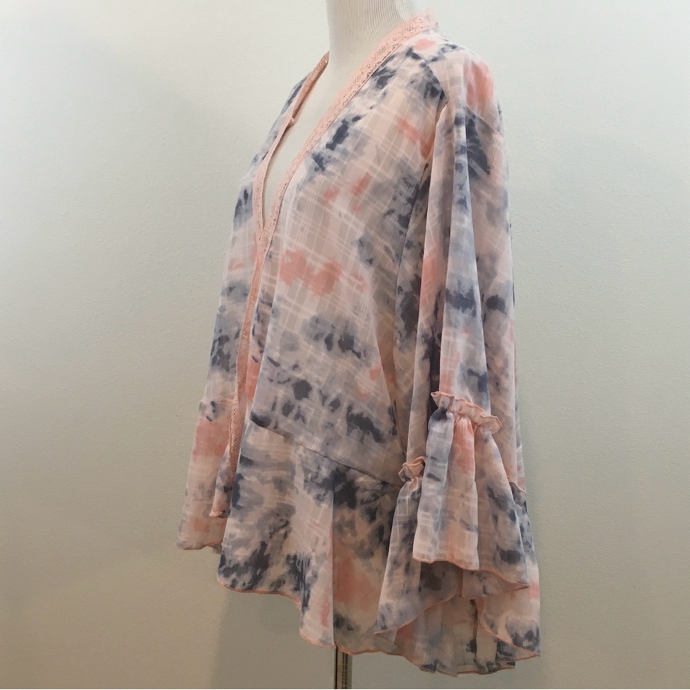 Ces Femme | Ruffled Tie Dye Peplum Kimono - Picture 4 of 8